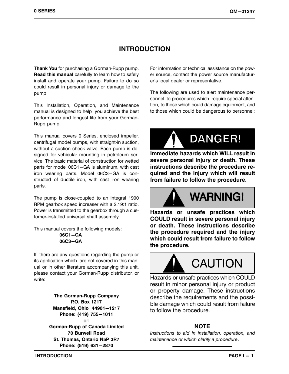 Introduction | Gorman-Rupp Pumps 06C1-GA 1005575 and up User Manual | Page 5 / 32