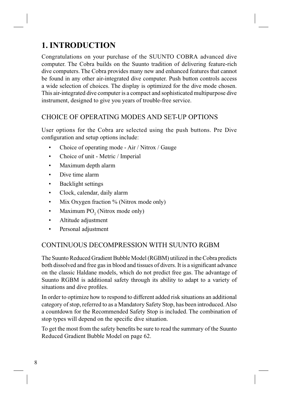 Introduction | SUUNTO Cobra User Manual | Page 10 / 78