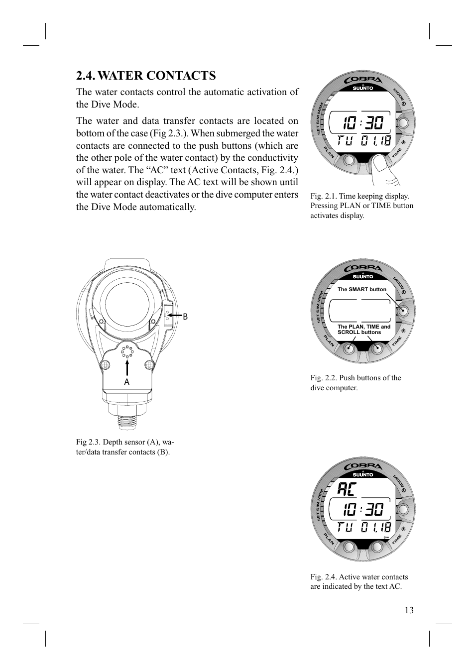 Water contacts | SUUNTO Cobra User Manual | Page 15 / 78