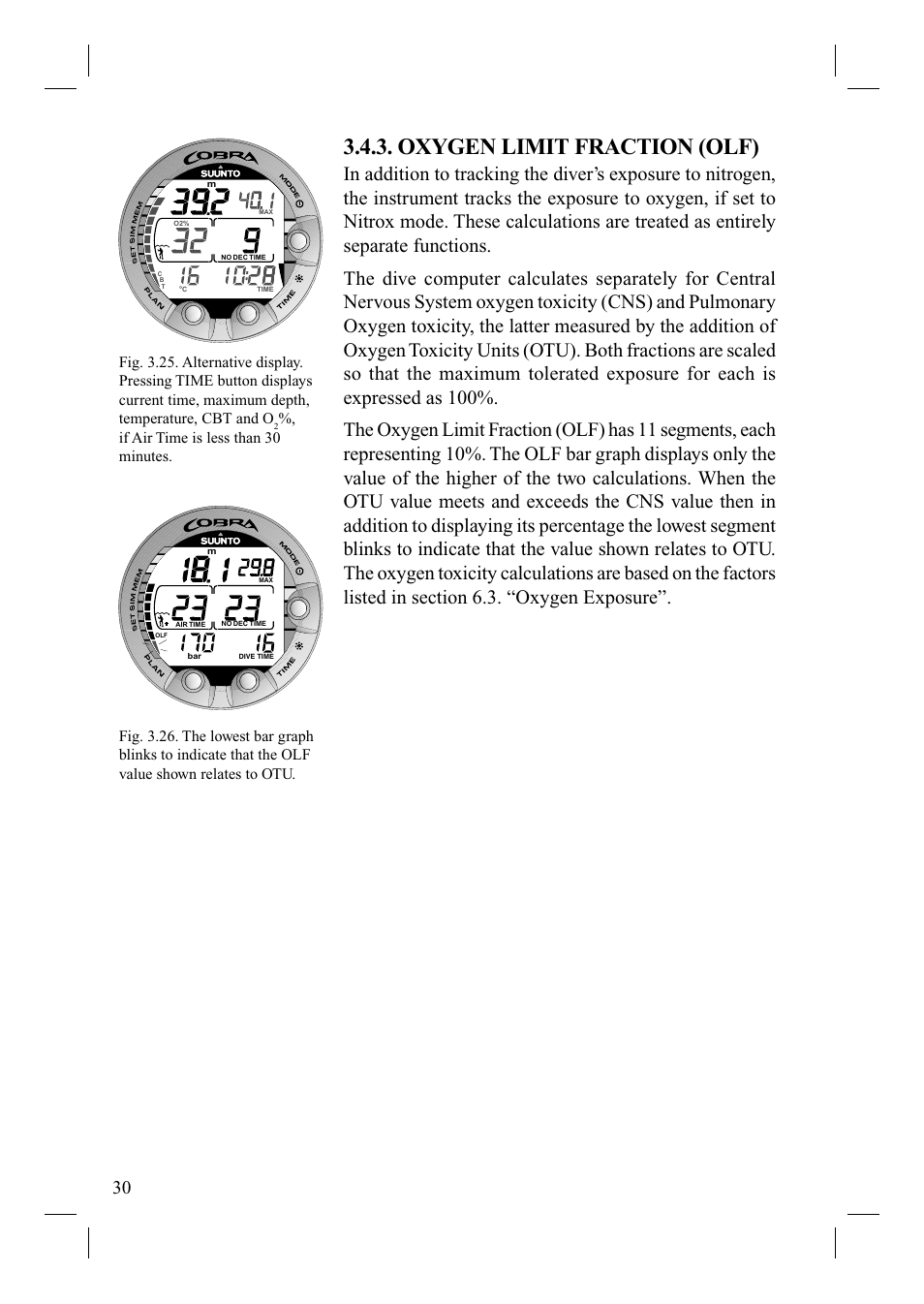 Oxygen limit fraction (olf) | SUUNTO Cobra User Manual | Page 32 / 78