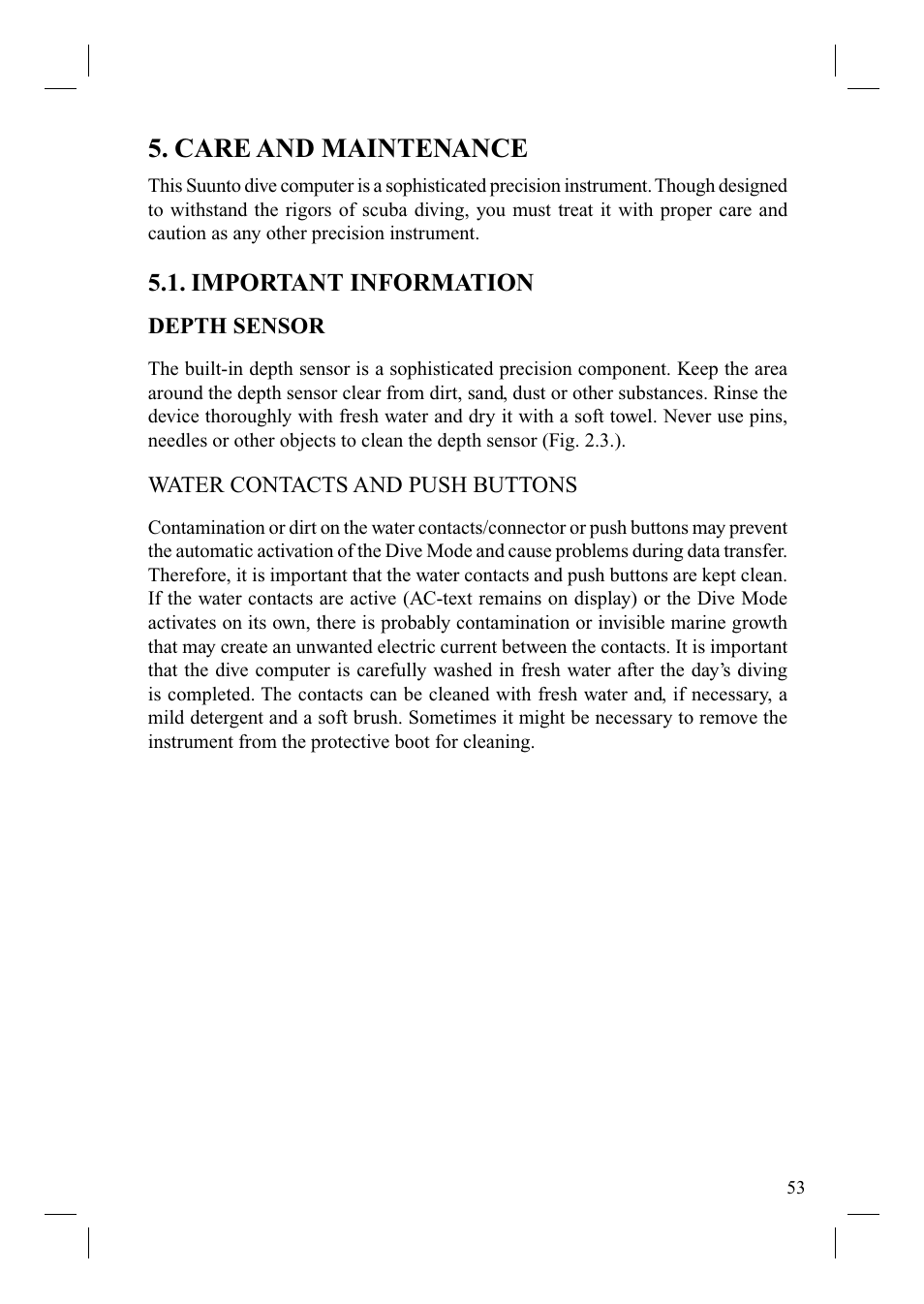 Care and maintenance | SUUNTO Cobra User Manual | Page 55 / 78