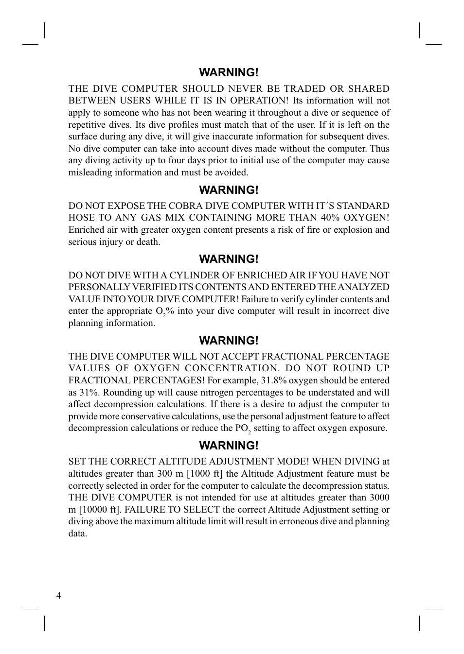 SUUNTO Cobra User Manual | Page 6 / 78