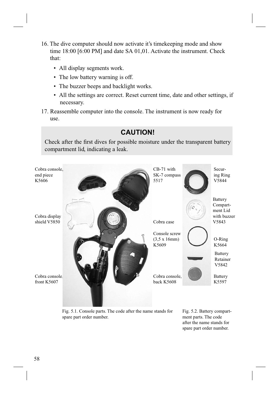 Caution | SUUNTO Cobra User Manual | Page 60 / 78