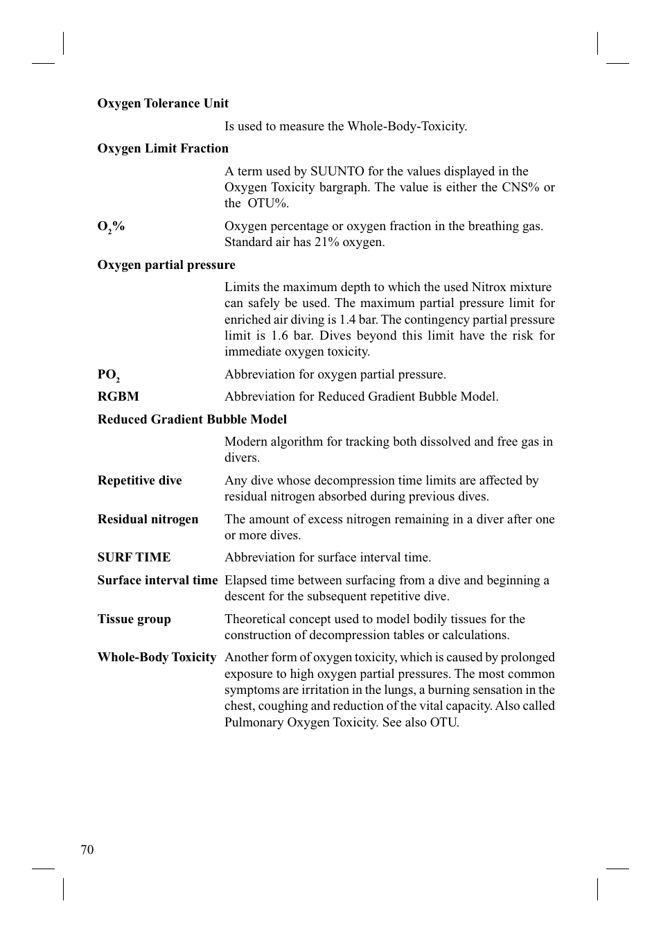 SUUNTO Cobra User Manual | Page 72 / 78