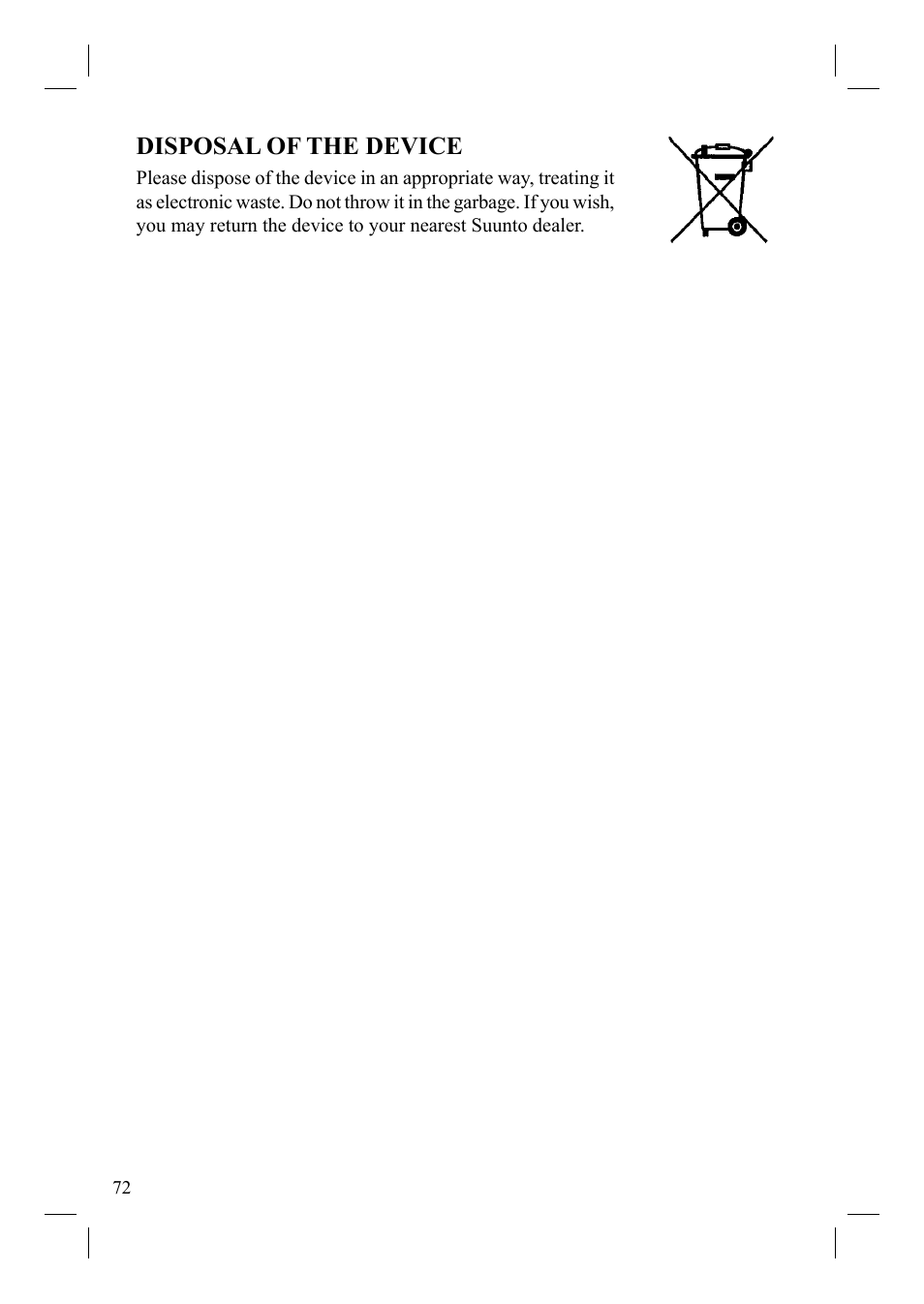 Disposal of the device | SUUNTO Cobra User Manual | Page 74 / 78