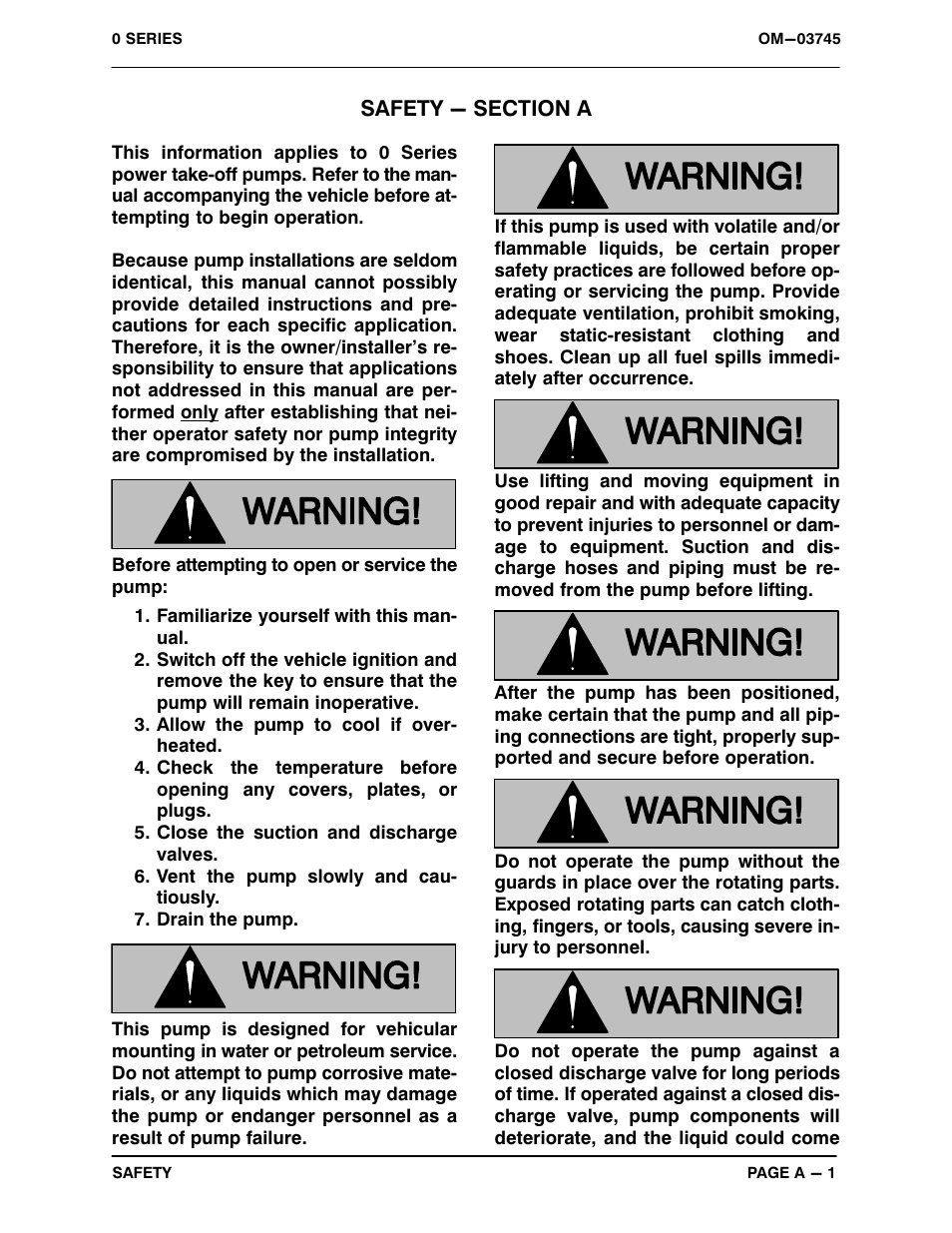 Safety - section a | Gorman-Rupp Pumps 04E1-GA 1171927 and up User Manual | Page 6 / 33