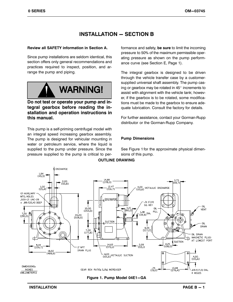 Installation - section b | Gorman-Rupp Pumps 04E1-GA 1171927 and up User Manual | Page 8 / 33