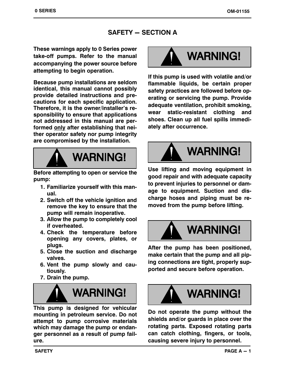 Safety - section a | Gorman-Rupp Pumps 02F1-GR 642659 and up User Manual | Page 6 / 35