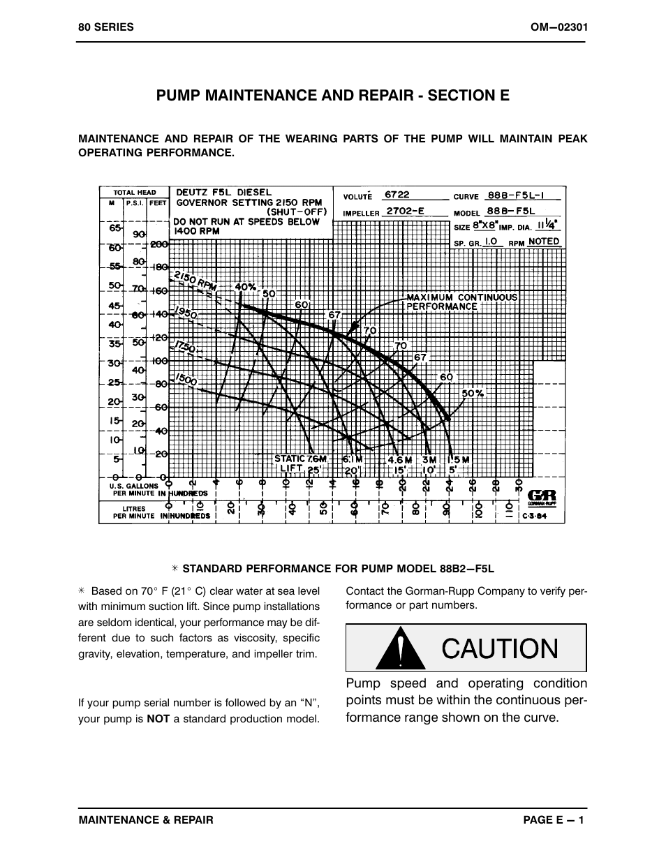 Pump maintenance and repair - section e | Gorman-Rupp Pumps 88B2-F5L 1323330 and up User Manual | Page 21 / 36