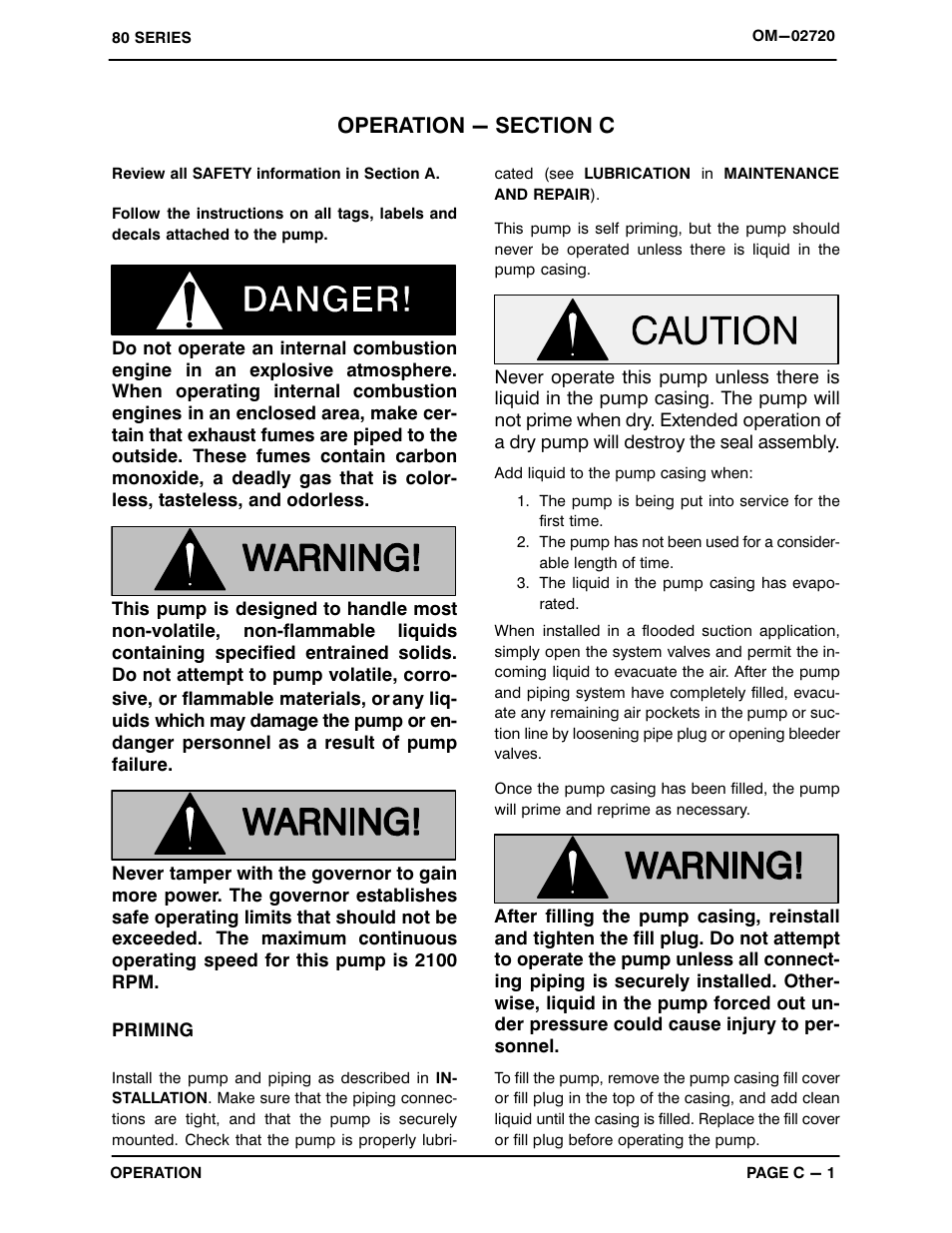 Operation - section c | Gorman-Rupp Pumps 88A2-F6L 1306307 thru 1341411 User Manual | Page 13 / 35