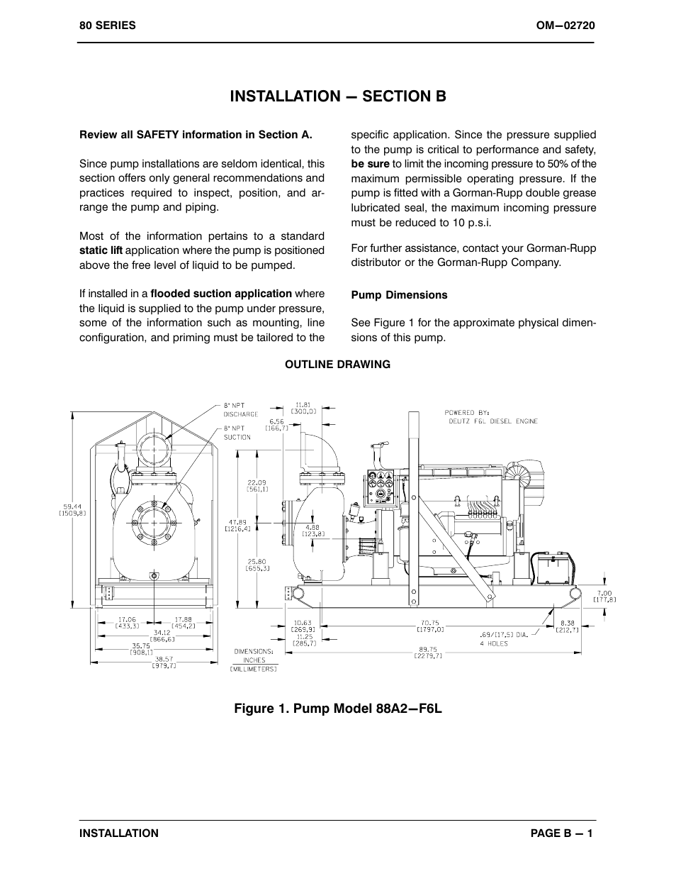 Installation - section b | Gorman-Rupp Pumps 88A2-F6L 1306307 thru 1341411 User Manual | Page 8 / 35