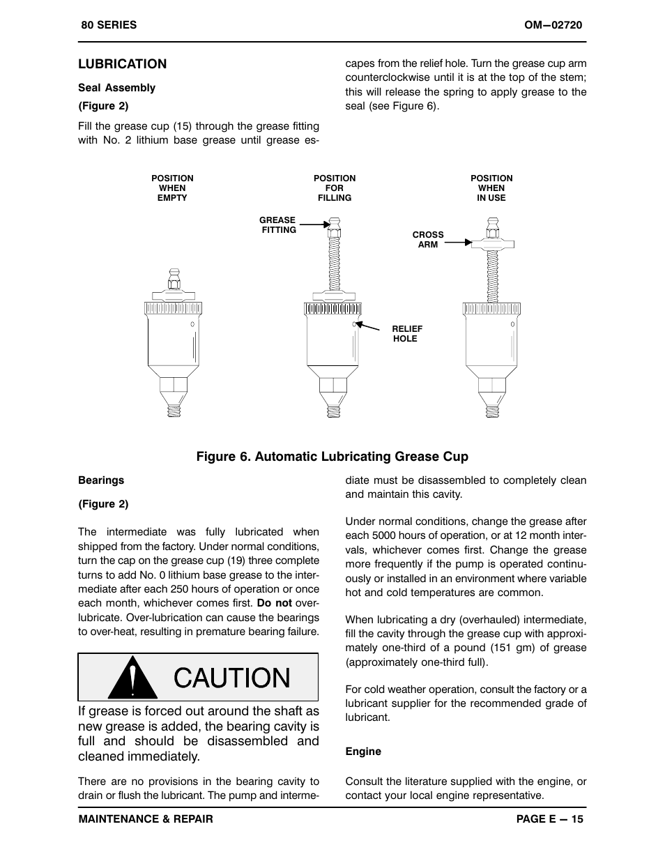 Lubrication, Figure 6. automatic lubricating grease cup | Gorman-Rupp Pumps 88A2-F6L 1341412 and up User Manual | Page 34 / 35