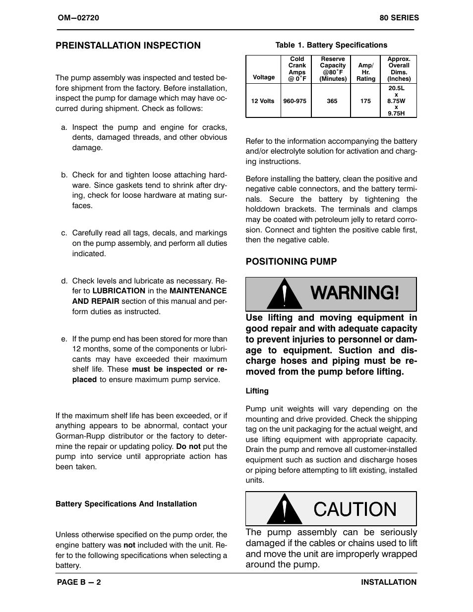 Preinstallation inspection | Gorman-Rupp Pumps 88A2-F6L 1341412 and up User Manual | Page 9 / 35