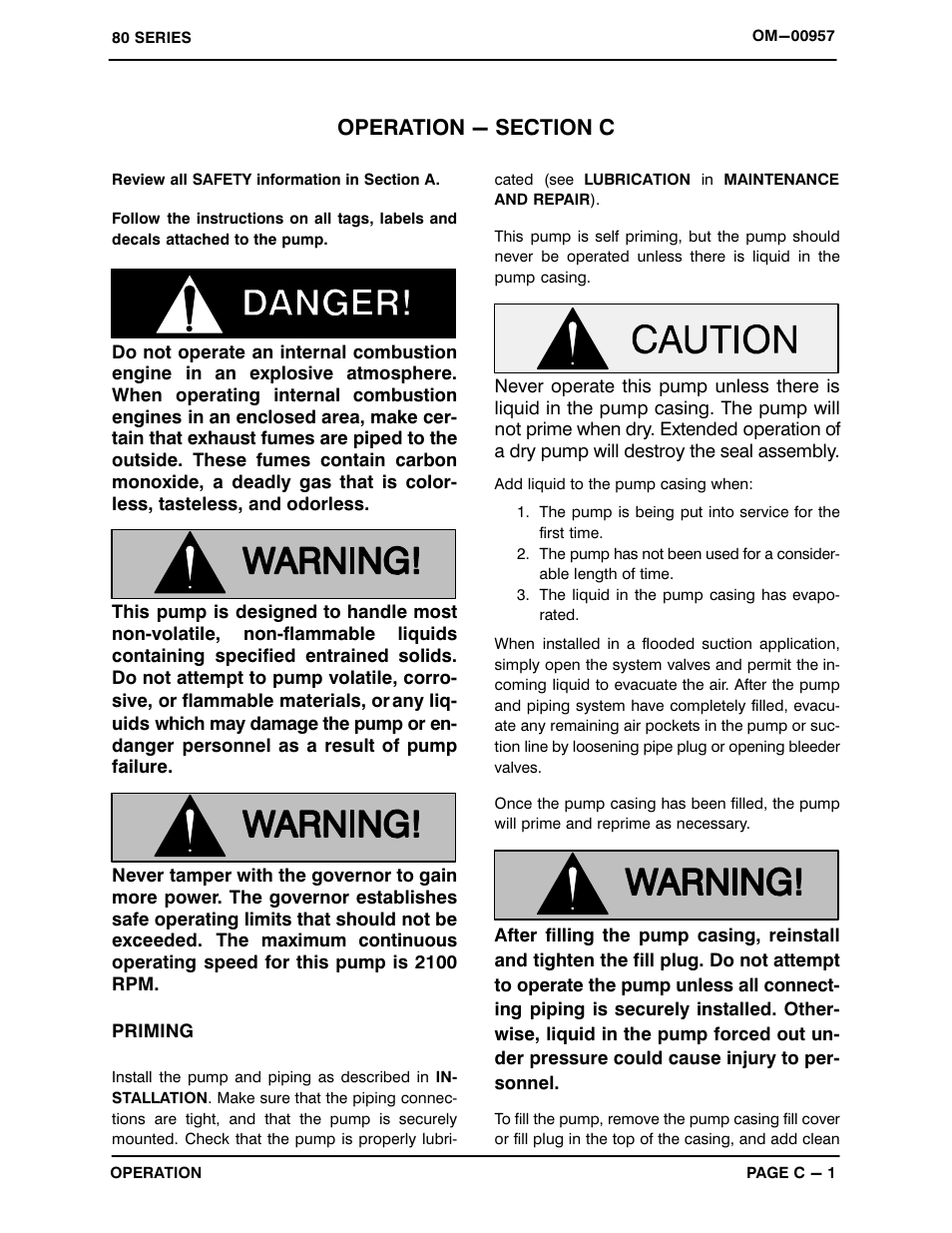 Operation - section c | Gorman-Rupp Pumps 86A2-F4L 1322538 and up User Manual | Page 13 / 36