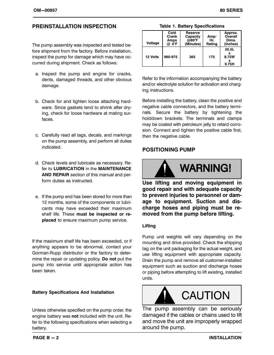 Preinstallation inspection | Gorman-Rupp Pumps 86A2-F4L 1322538 and up User Manual | Page 9 / 36