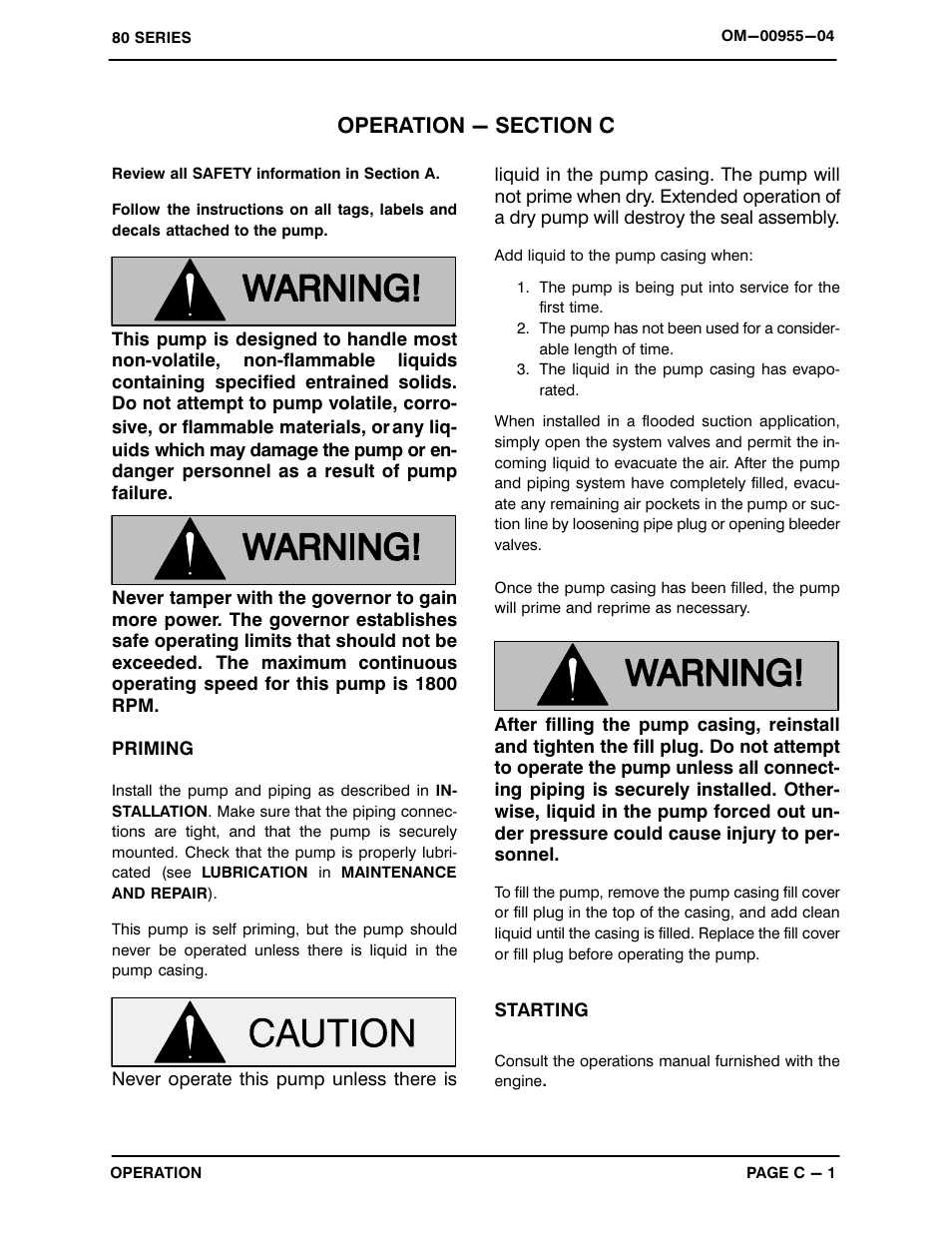 Operation - section c | Gorman-Rupp Pumps 86A2-F3L 1022351 and up User Manual | Page 12 / 32