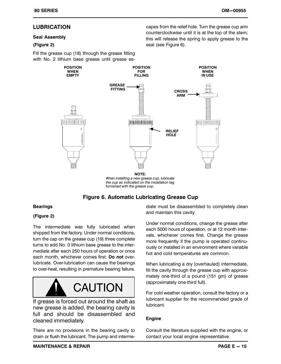 Lubrication, Figure 6. automatic lubricating grease cup | Gorman-Rupp Pumps 86A2-F3L 1330589 and up User Manual | Page 35 / 36