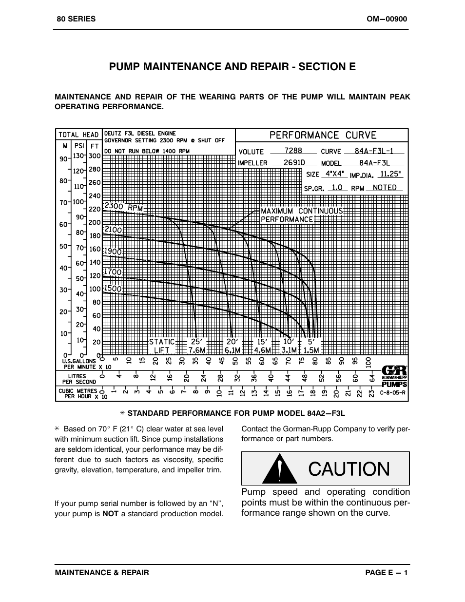 Pump maintenance and repair - section e | Gorman-Rupp Pumps 84A2-F3L 1348524 and up User Manual | Page 21 / 37