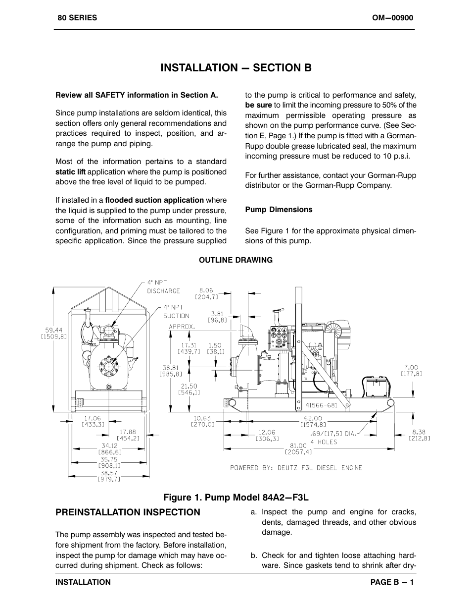 Installation - section b | Gorman-Rupp Pumps 84A2-F3L 1348524 and up User Manual | Page 8 / 37