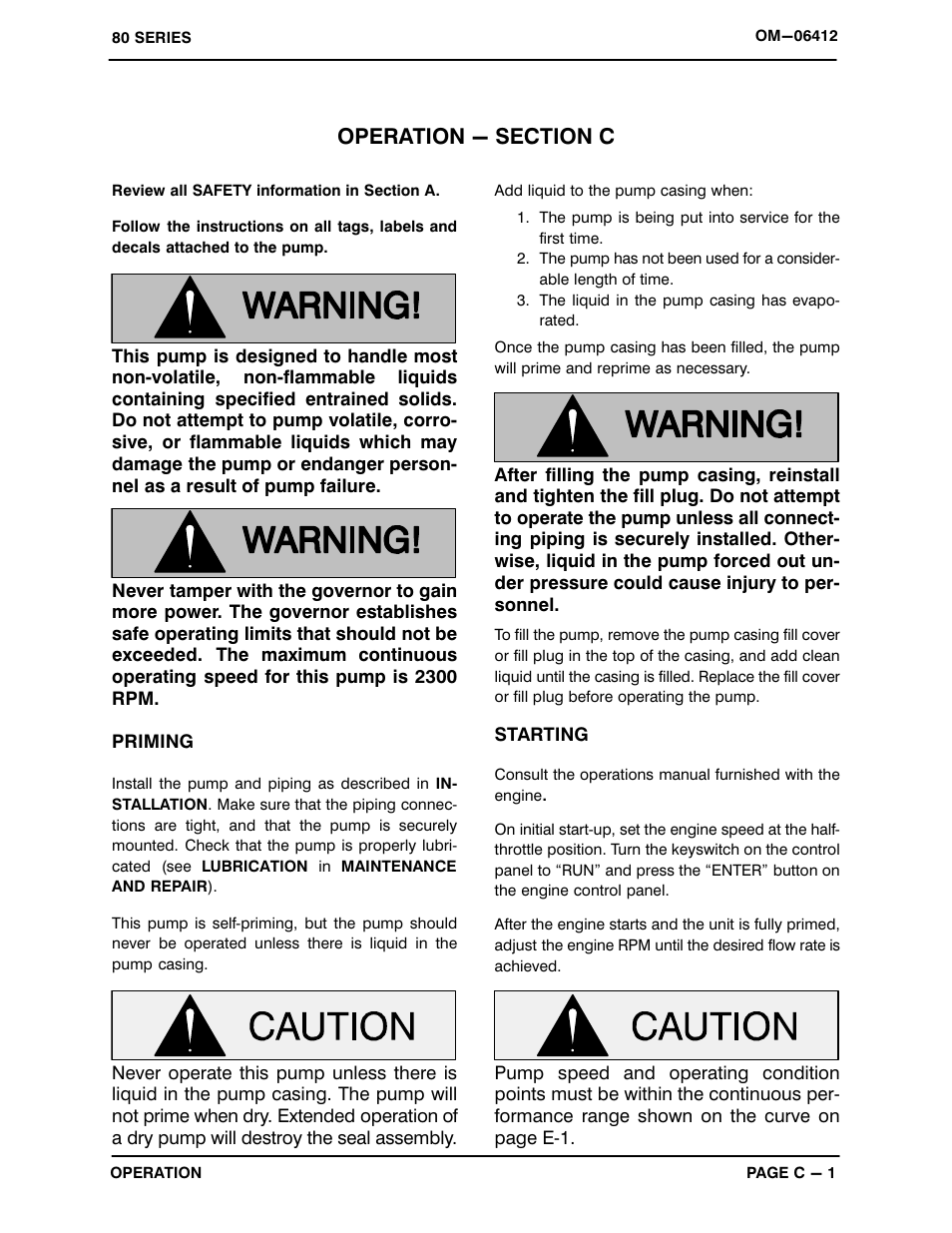 Operation - section c | Gorman-Rupp Pumps 84A2-4024H 1488564 and up User Manual | Page 12 / 36