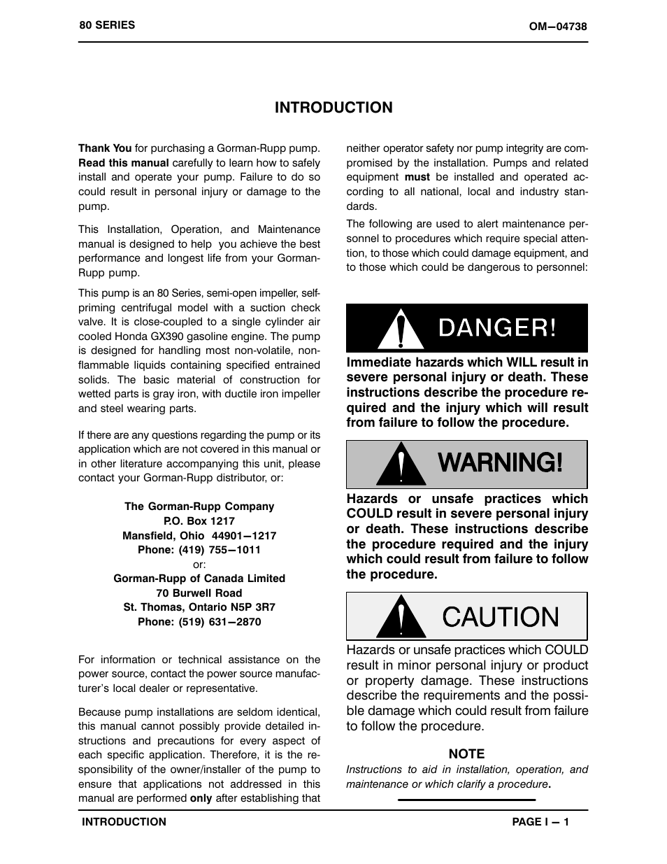 Introduction | Gorman-Rupp Pumps 83B52-GX390 1324570 and up User Manual | Page 5 / 29