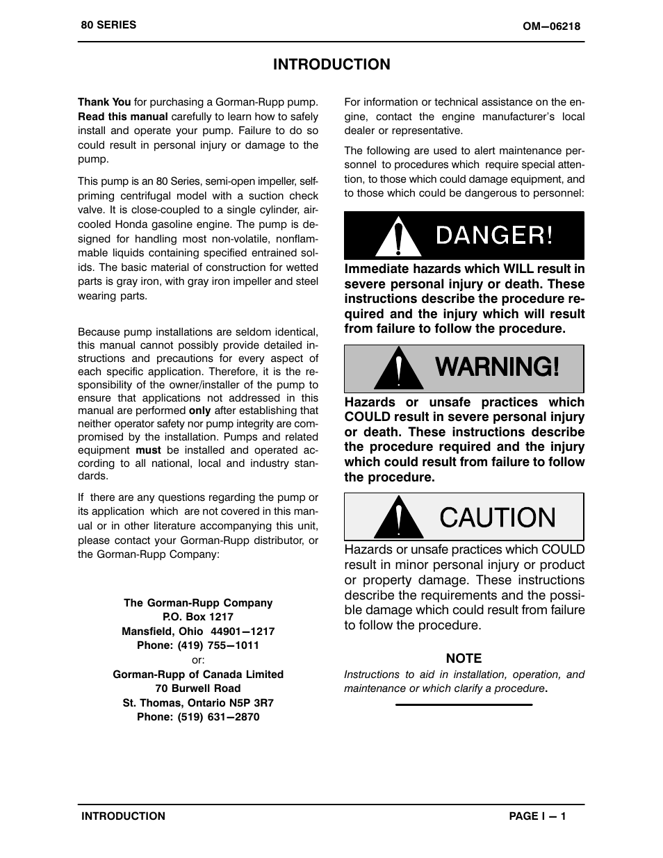 Introduction | Gorman-Rupp Pumps 83A2-GX270 1423221 and up User Manual | Page 5 / 29