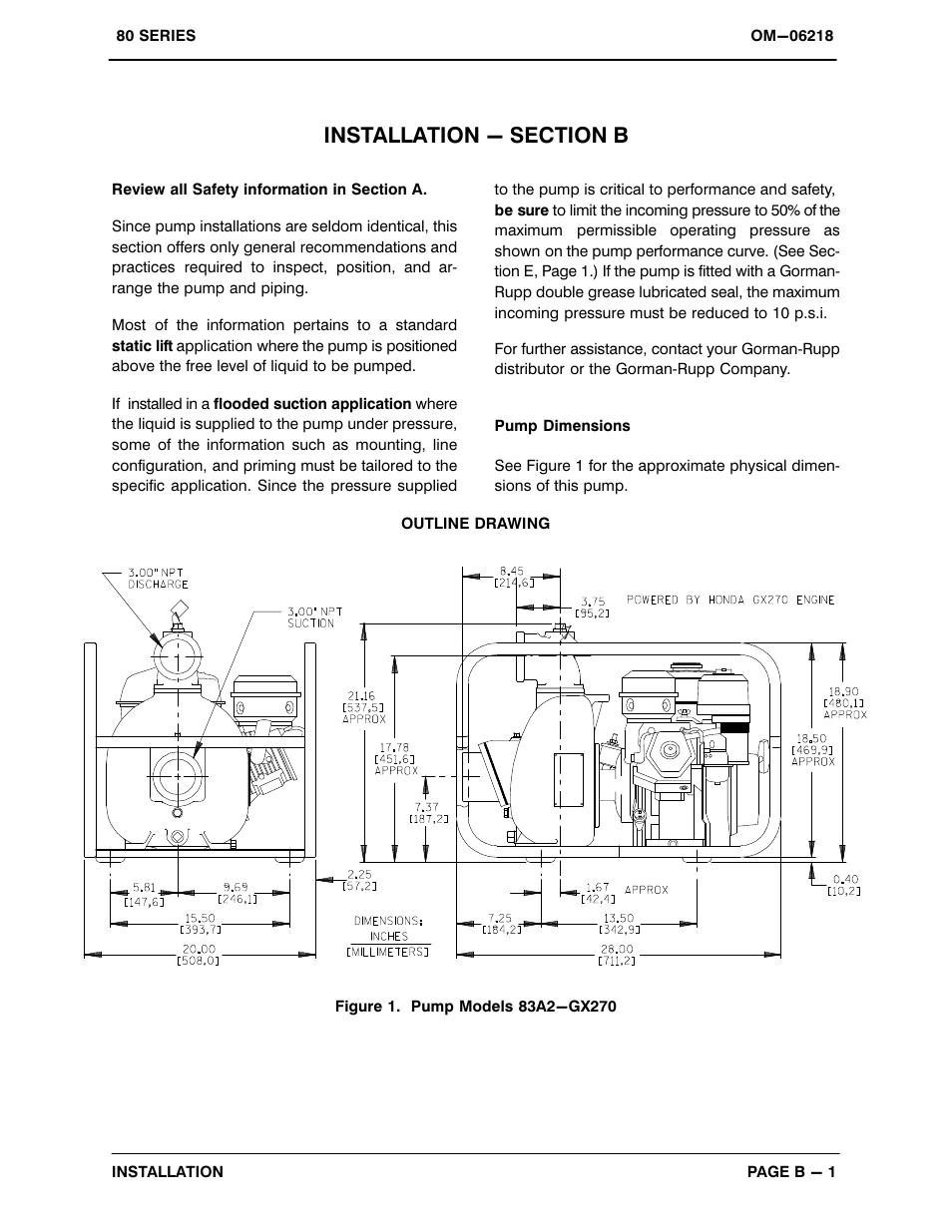 Installation - section b | Gorman-Rupp Pumps 83A2-GX270 1423221 and up User Manual | Page 8 / 29