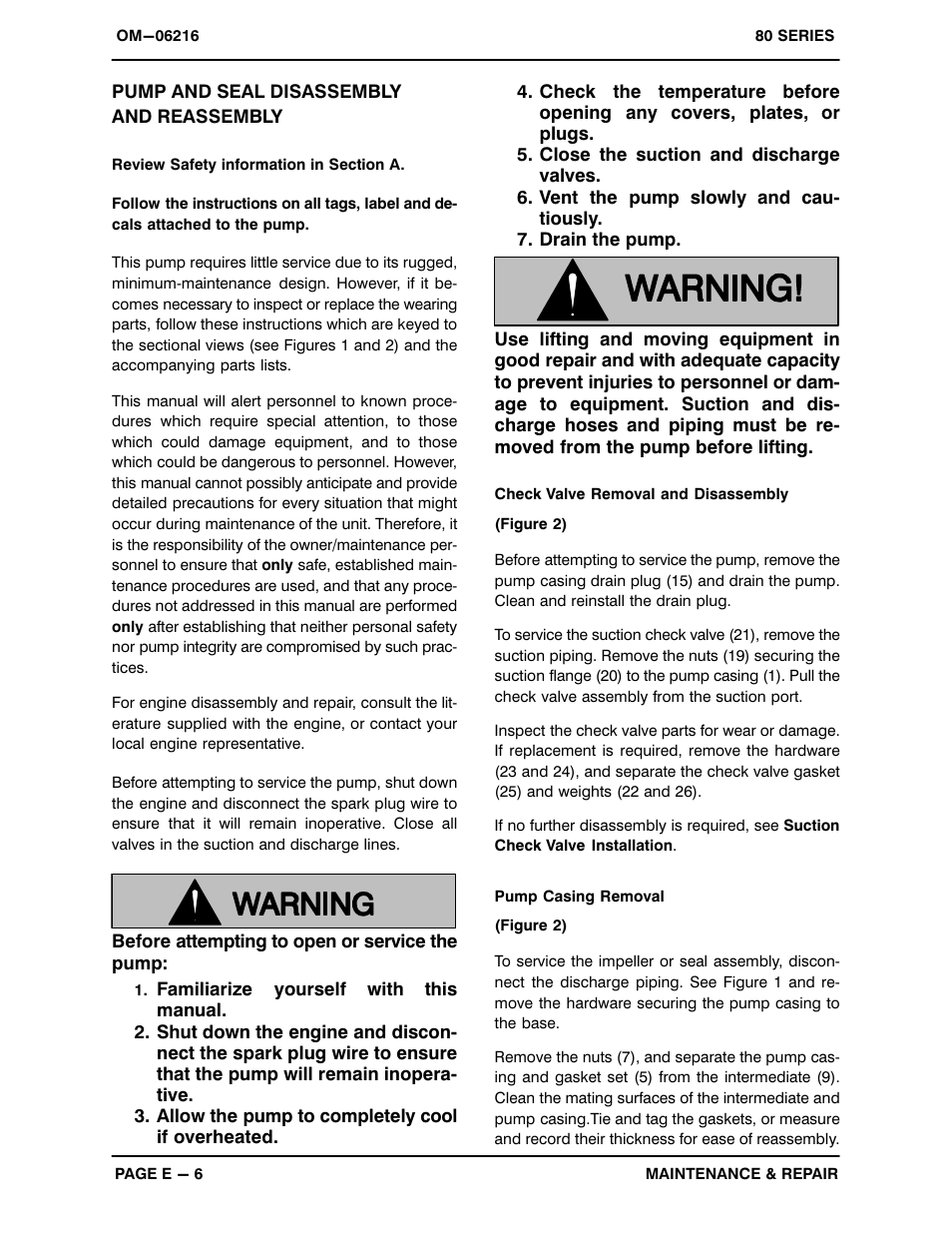 Pump and seal disassemblyand reassembly | Gorman-Rupp Pumps 82E2-GX270 1451696 and up User Manual | Page 24 / 29