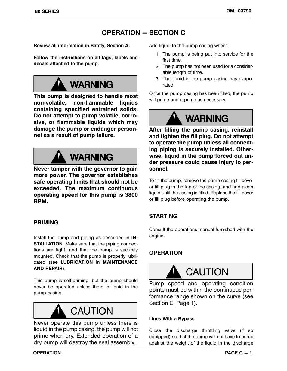 Operation - section c | Gorman-Rupp Pumps 82D-GX160 987917 and up User Manual | Page 13 / 29