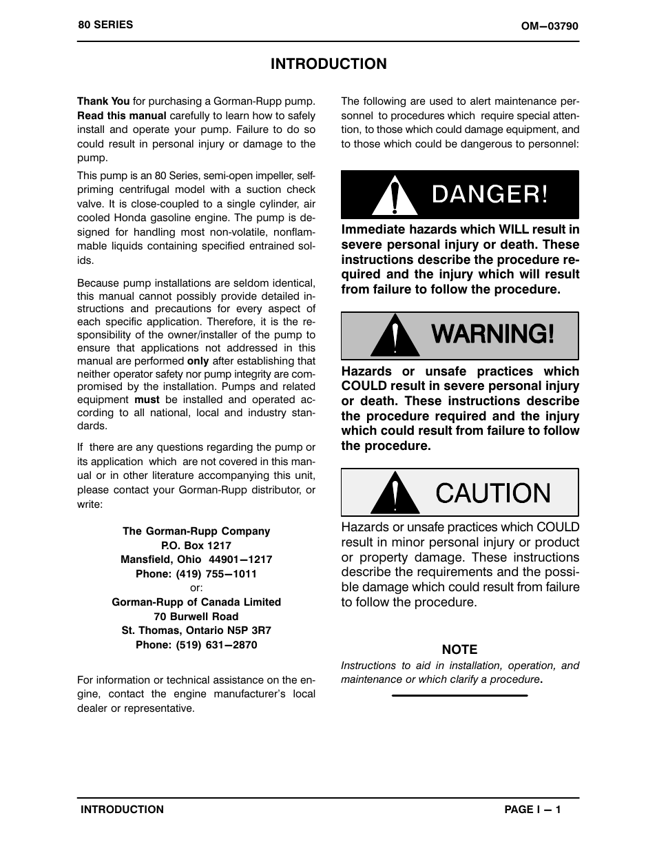 Introduction | Gorman-Rupp Pumps 82D-GX160 987917 and up User Manual | Page 5 / 29