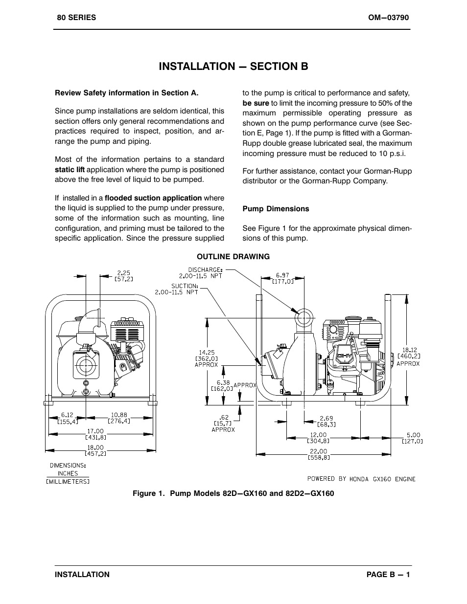 Installation - section b | Gorman-Rupp Pumps 82D-GX160 987917 and up User Manual | Page 8 / 29