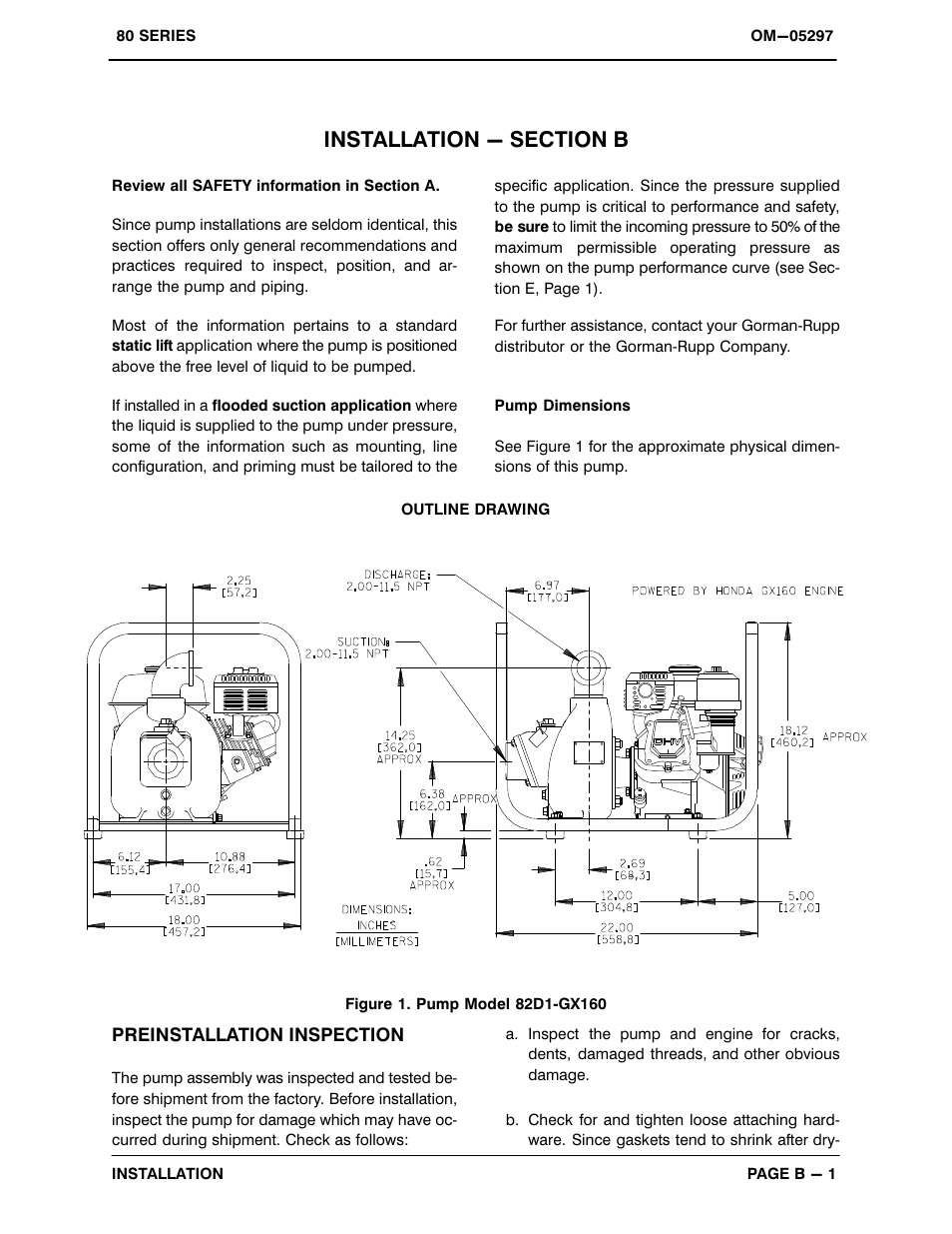 Installation - section b | Gorman-Rupp Pumps 82D1-GX160 1257391 and up User Manual | Page 8 / 27