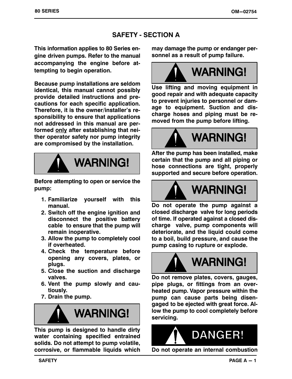 Safety - section a | Gorman-Rupp Pumps 810A2-F6L All serial numbers User Manual | Page 6 / 33