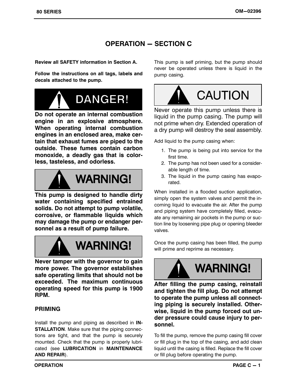 Operation - section c | Gorman-Rupp Pumps 810A2-F5L 1322933 and up User Manual | Page 13 / 33