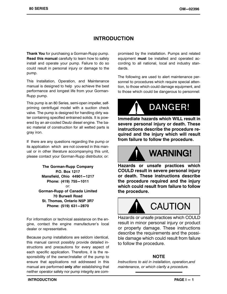 Introduction | Gorman-Rupp Pumps 810A2-F5L 1322933 and up User Manual | Page 5 / 33