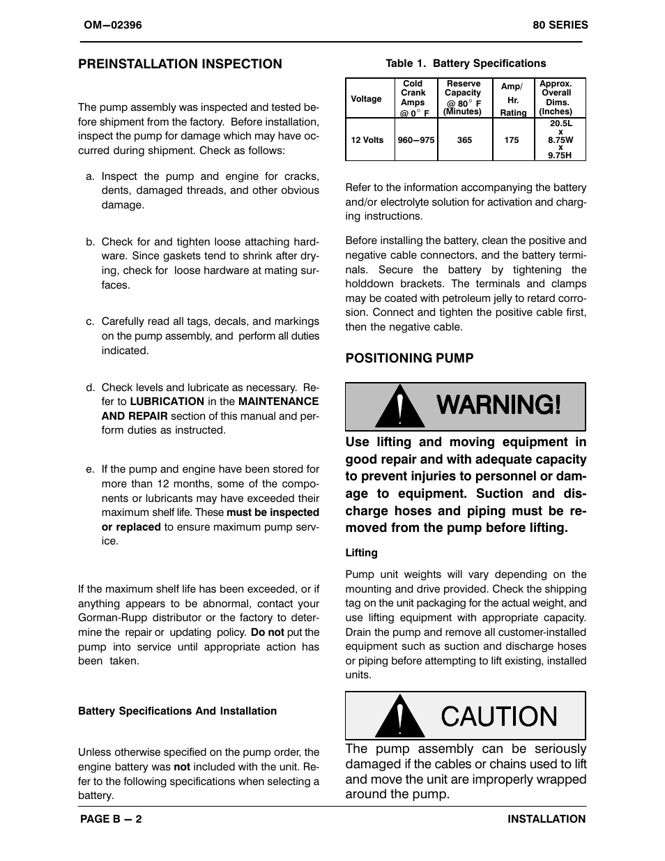 Preinstallation inspection | Gorman-Rupp Pumps 810A2-F5L 1322933 and up User Manual | Page 9 / 33