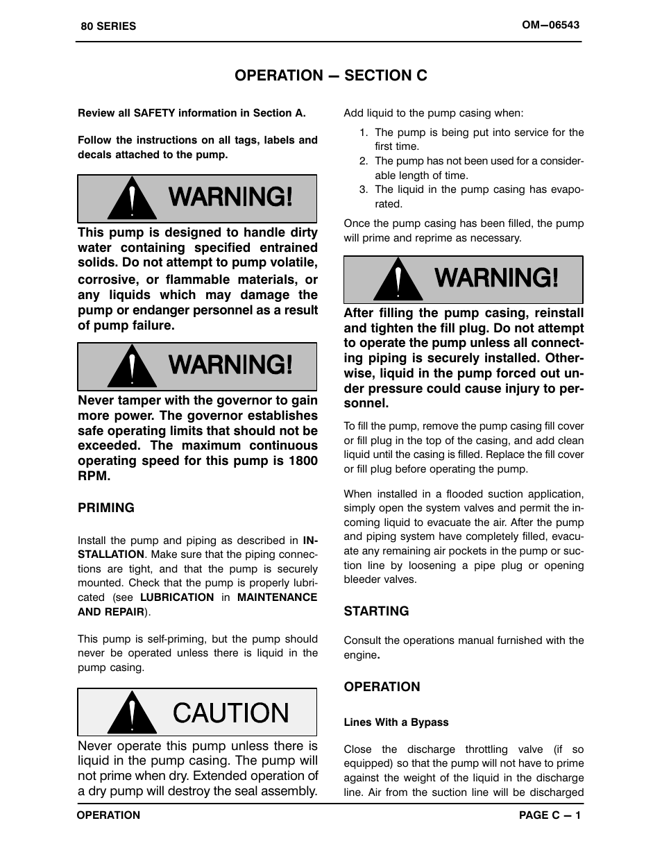 Operation - section c | Gorman-Rupp Pumps 810A2-4045T 1529947 and up User Manual | Page 15 / 36