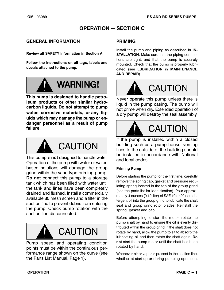 Operation - section c | Gorman-Rupp Pumps RD2A31-BAR All serial numbers User Manual | Page 15 / 21