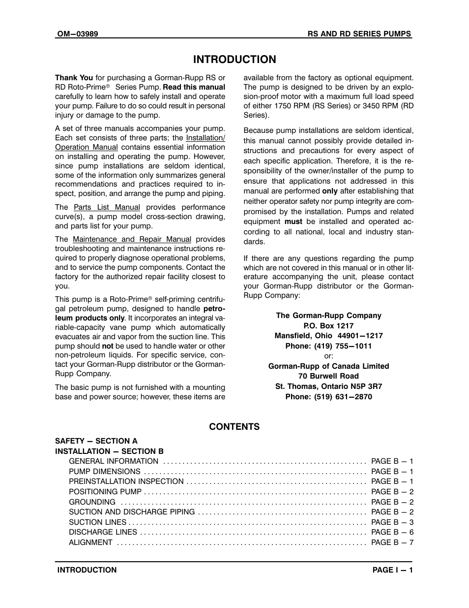 Introduction | Gorman-Rupp Pumps RD2A31-BAR All serial numbers User Manual | Page 3 / 21