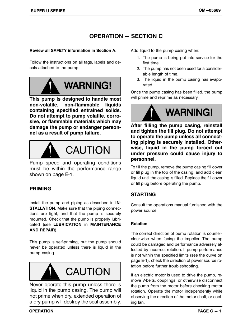 Operation - section c | Gorman-Rupp Pumps U6B60S-B 1289612 and up User Manual | Page 16 / 41