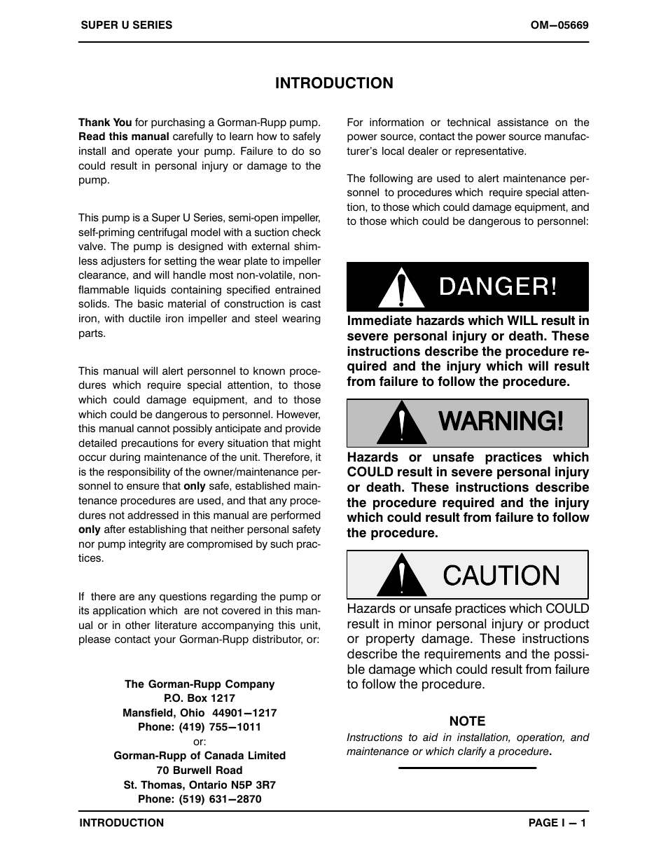 Introduction | Gorman-Rupp Pumps U6B60S-B 1289612 and up User Manual | Page 5 / 41