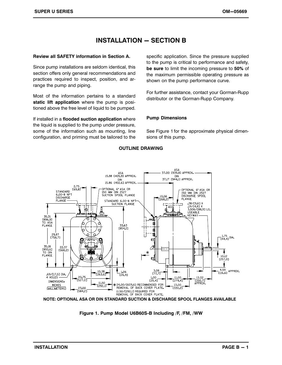 Installation - section b | Gorman-Rupp Pumps U6B60S-B 1289612 and up User Manual | Page 8 / 41