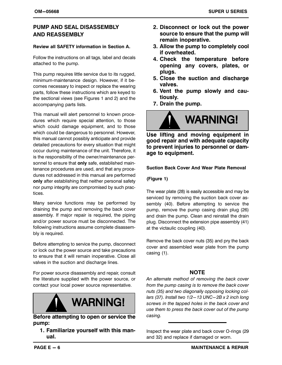 Pump and seal disassembly and reassembly | Gorman-Rupp Pumps U6A60S-B 1289665 and up User Manual | Page 29 / 41