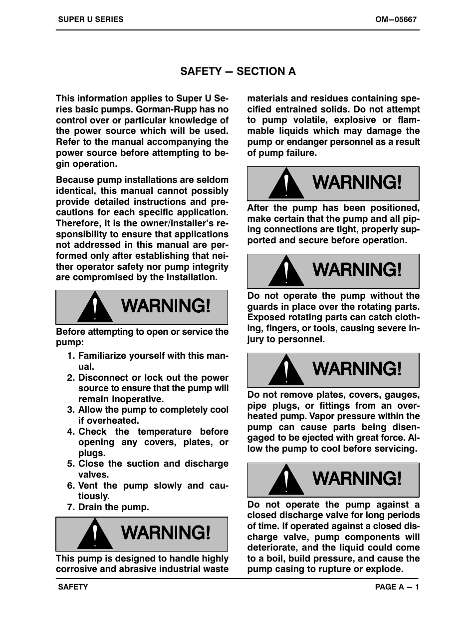 Safety - section a | Gorman-Rupp Pumps U4B65S-B 1298951 and up User Manual | Page 6 / 39