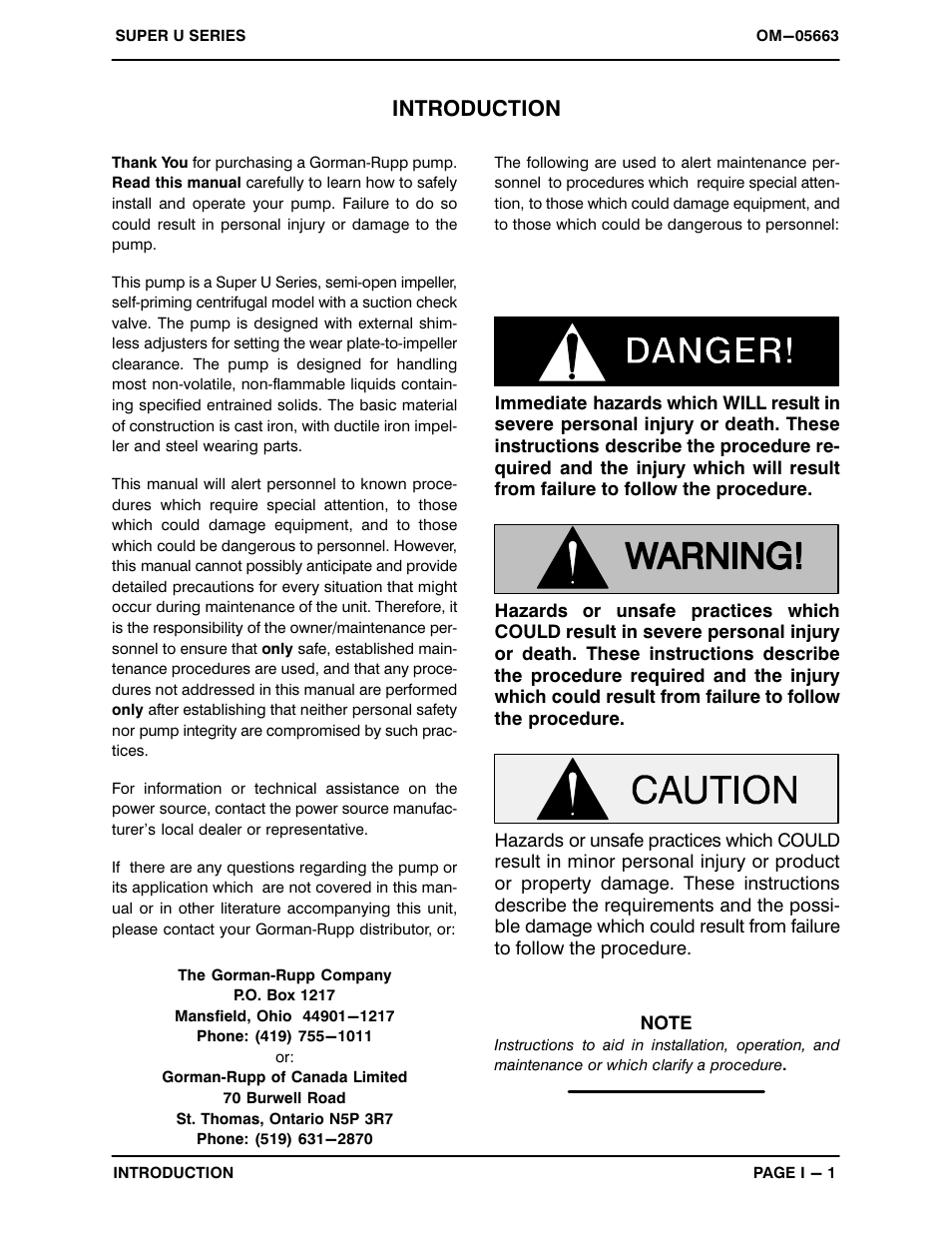 Introduction | Gorman-Rupp Pumps U3B60S-B 1289509 and up User Manual | Page 5 / 40