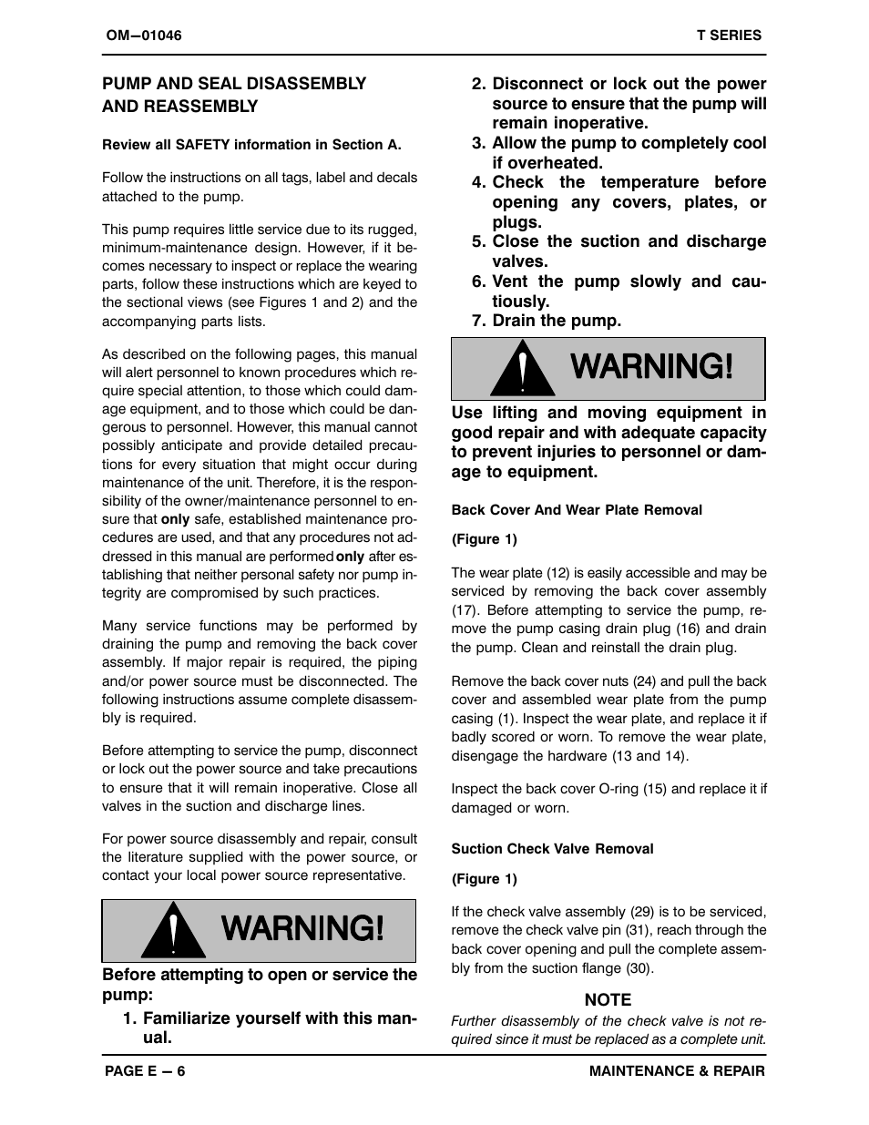 Pump and seal disassembly and reassembly | Gorman-Rupp Pumps T6A3-B /F,/FM User Manual | Page 29 / 39