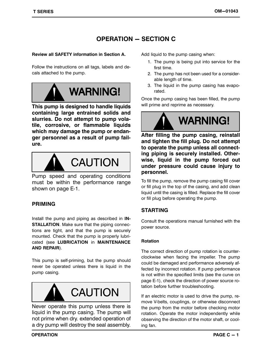 Operation - section c | Gorman-Rupp Pumps T4A3-B /F,/FM User Manual | Page 16 / 39