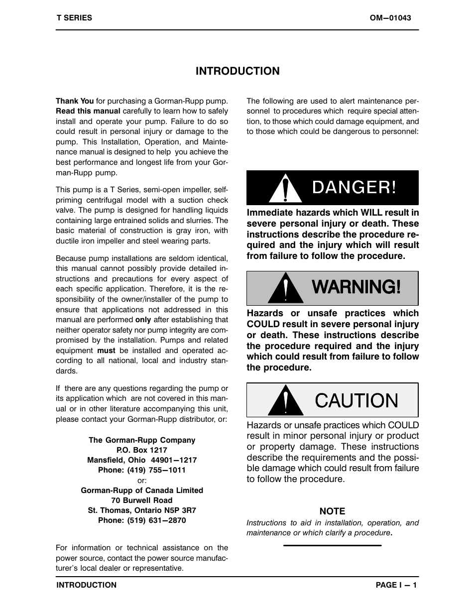 Introduction | Gorman-Rupp Pumps T4A3-B /F,/FM User Manual | Page 5 / 39