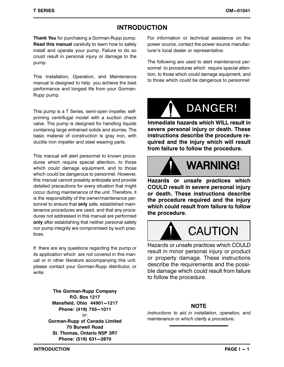 Introduction | Gorman-Rupp Pumps T3A3-B /F,/FM User Manual | Page 5 / 39