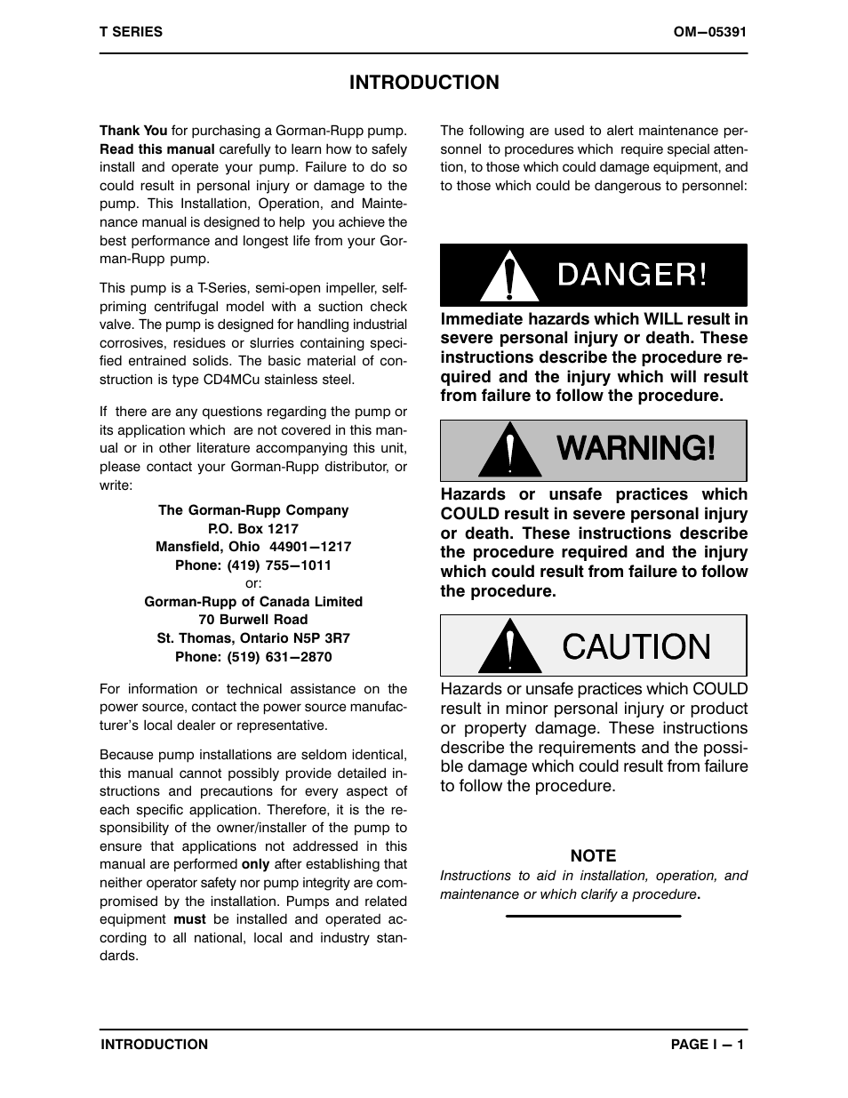 Introduction | Gorman-Rupp Pumps T2A65-B /F,/FM User Manual | Page 5 / 39